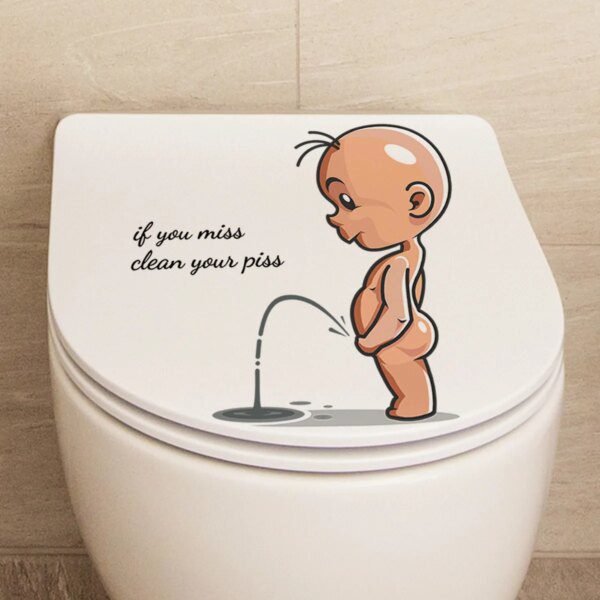 Autocollant Toilette Amusant Bébé – Décoration Murale PVC Étanche