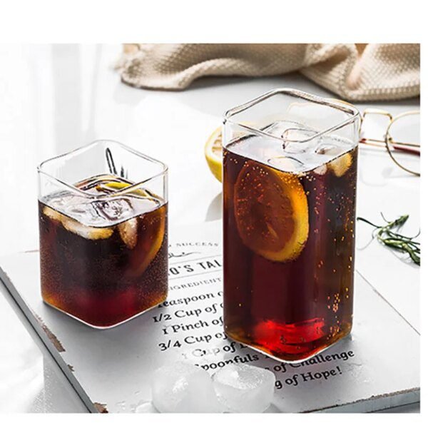 Carré créatif tasse en verre transparent De Borosilicate Tasse Petit Déjeuner