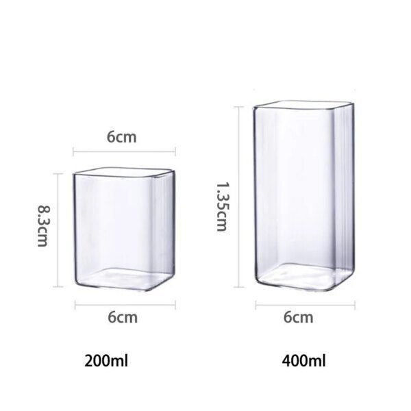 Carré créatif tasse en verre transparent De Borosilicate Tasse Petit Déjeuner