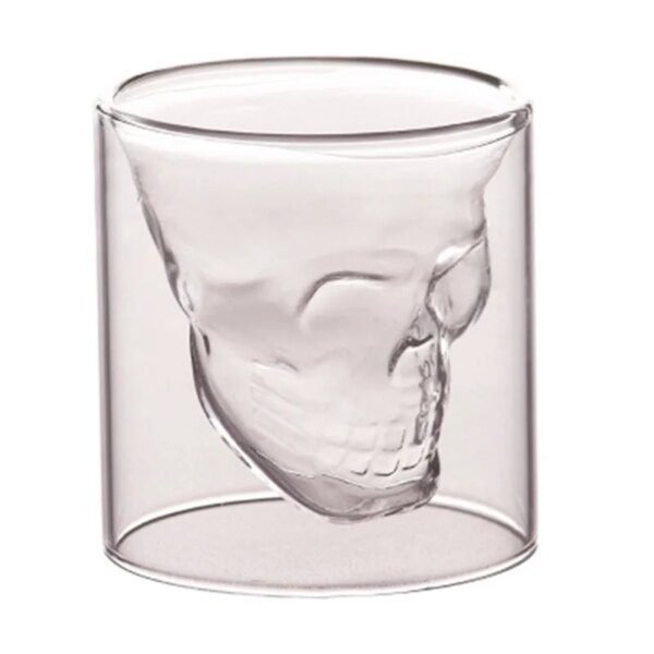 tasse à café transparente double paroi avec crâne