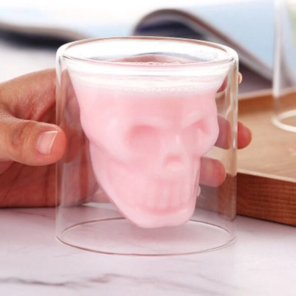 tasse à café transparente double paroi avec crâne