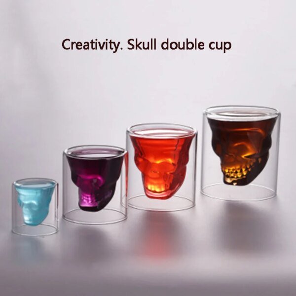 tasse à café transparente double paroi avec crâne