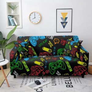 housse de canapé  extensible pour canapé et fauteuil 1/2/3/4 places, avec manette de jeu 3D