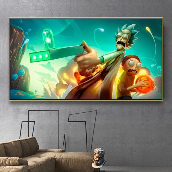 peinture rick et morty, impressions d'art mural, décoration de chambre à coucher, couloir, cadeau pour enfants