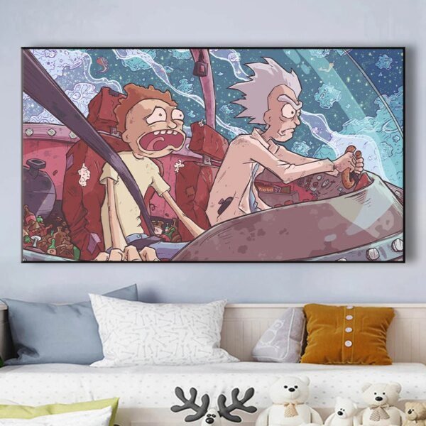peinture rick et morty, impressions d'art mural, décoration de chambre à coucher, couloir, cadeau pour enfants
