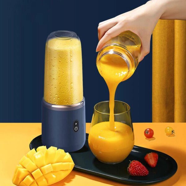 Presse-Agrumes et Smoothie Portable – 6 Lames, USB Rechargeable, 400 ML