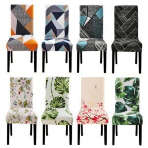 Housse de chaise de salle à manger élastique en Spandex extensible