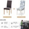 Housse de chaise de salle à manger en Spandex élastique imprimé housse de chaise extensible
