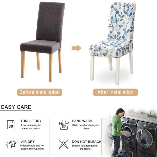 Housse de chaise de salle à manger en Spandex élastique imprimé housse de chaise extensible