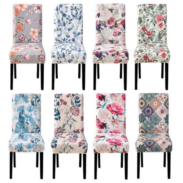 Housse de chaise de salle à manger en Spandex élastique imprimé housse de chaise extensible