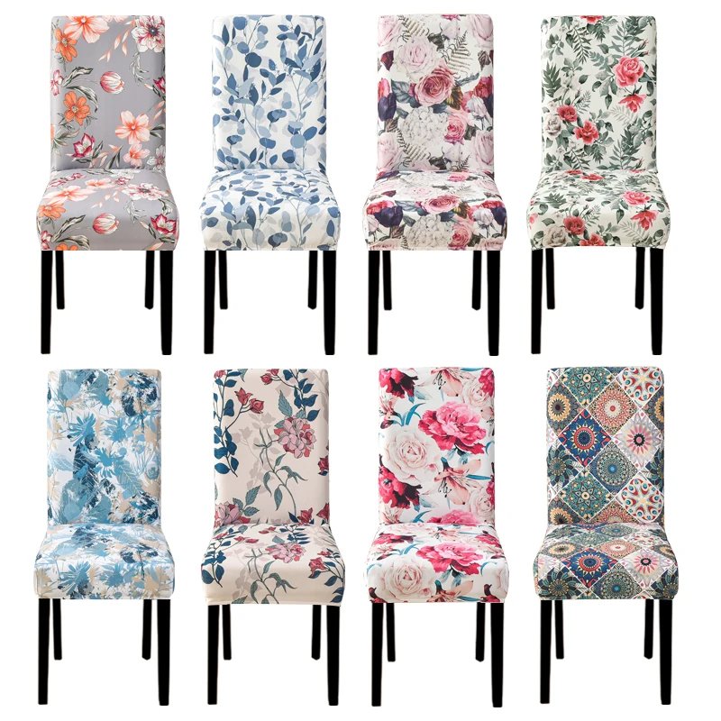 Housse de chaise de salle à manger en Spandex élastique imprimé housse de chaise extensible