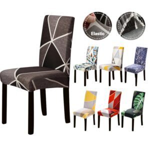 Housse de chaise de salle à manger avec imprimé élastique