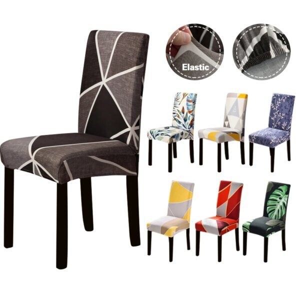 Housse de chaise de salle à manger avec imprimé élastique