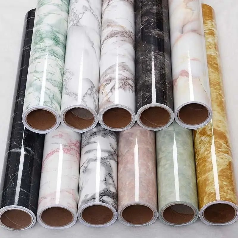 Papier peint vinyle auto-adhésif en marbre, couleu