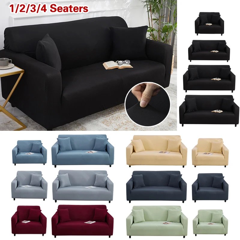 housse de canapé de protection extensible pour canapé et fauteuil 1/2/3/4 places, couleur unie, pour coin salon
