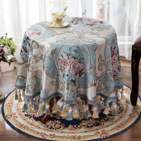 Nappe de table ronde à fleurs de haute qualité