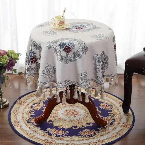 Nappe de table ronde à fleurs de haute qualité