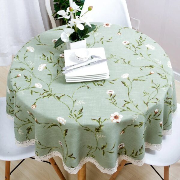 Nappe de jardin en coton et lin imprimé de petites fleurs