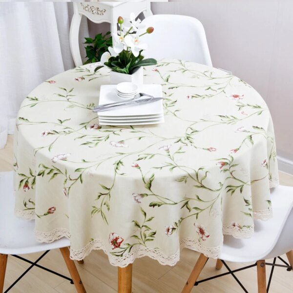 Nappe de jardin en coton et lin imprimé de petites fleurs