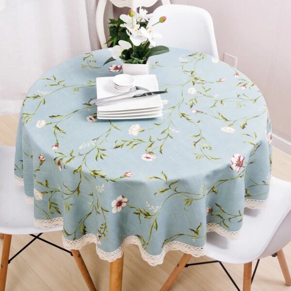 Nappe de jardin en coton et lin imprimé de petites fleurs