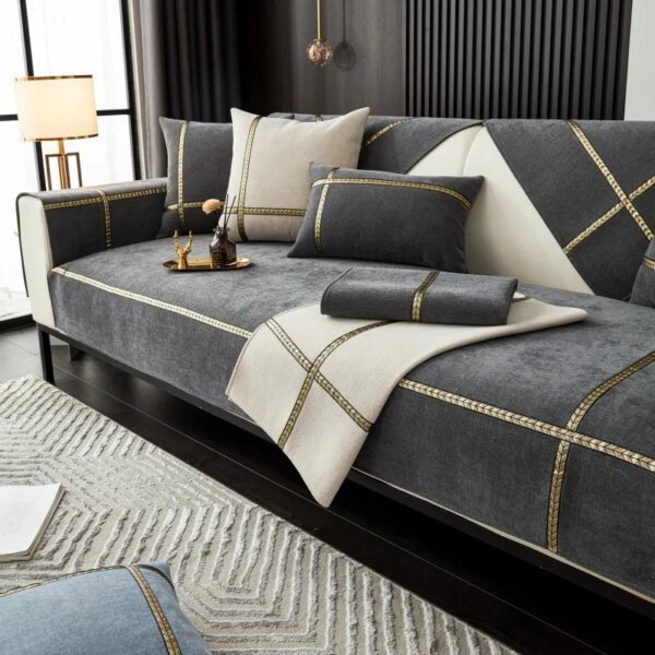 housse de canapé antidérapante européenne, couleur unie, résistante, pour salon