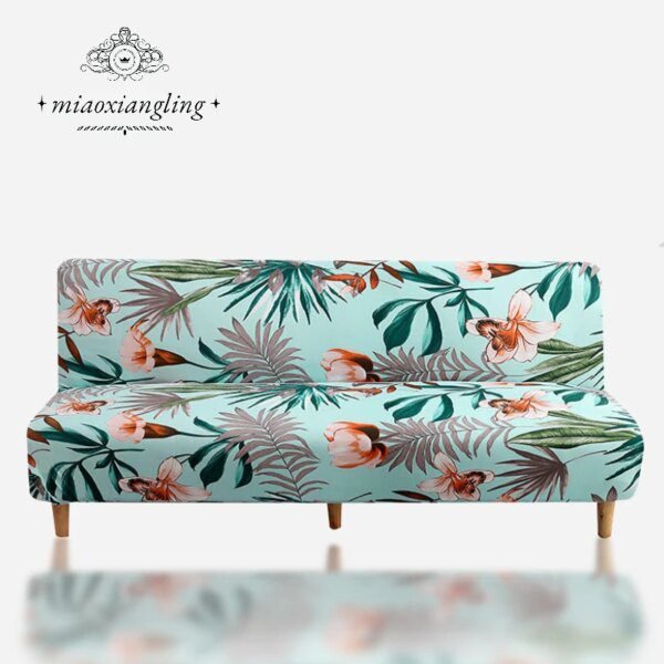 housse clic clac extensible pour canapé-lit sans accoudoirs, en tissu de soie