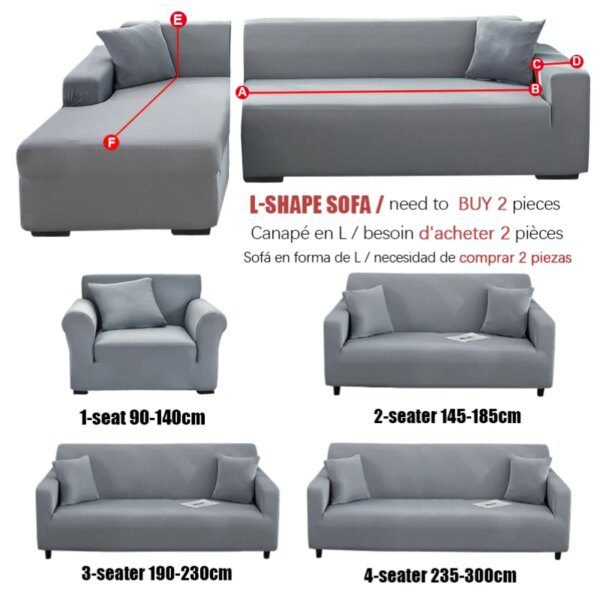 Housse de canapé extensible et fauteuil 1/2/3/4 places, canapé en forme de L