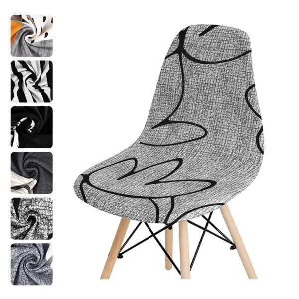 Housse de chaise à coque de couleur unie, extensible, housse de chaise à dossier court