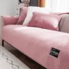 Housse de canapé en peluche douce, couleur unie, pour salon, baie vitrée