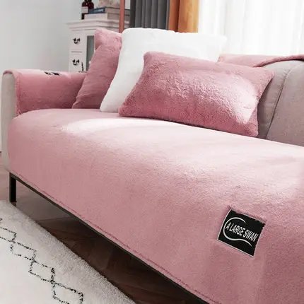 Housse de canapé en peluche douce, couleur unie, pour salon, baie vitrée