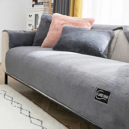 Housse de canapé en peluche douce, couleur unie, pour salon, baie vitrée