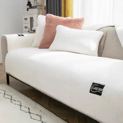 Housse de canapé en peluche douce, couleur unie, pour salon, baie vitrée