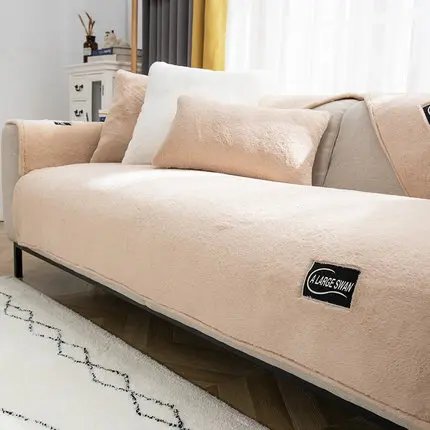 Housse de canapé en peluche douce, couleur unie, pour salon, baie vitrée