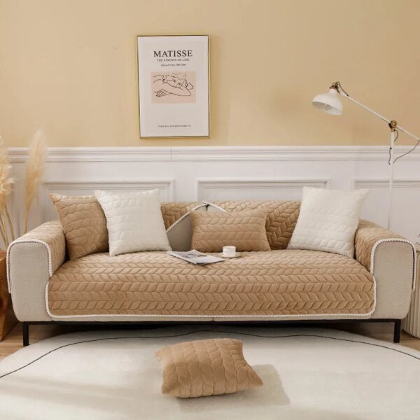 Housse de canapé de coussin de canapé en velours, antidérapante
