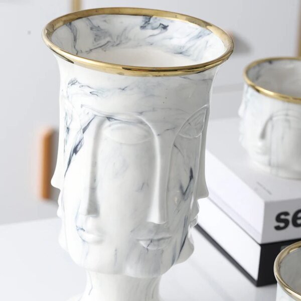 vase en céramique en forme de visage de style nordique