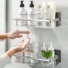 Étagère d’Angle Salle de Bain Sans Percage – Aluminium Premium