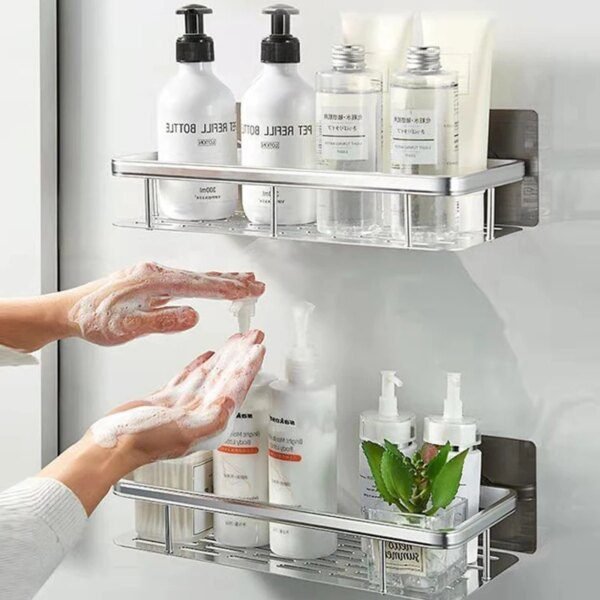 Étagère d’Angle Salle de Bain Sans Percage – Aluminium Premium