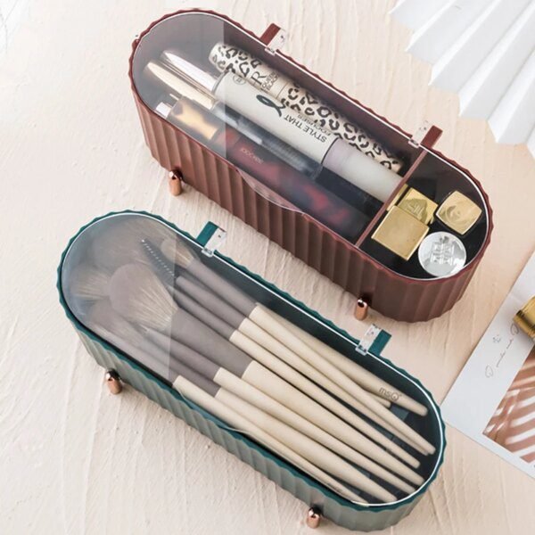 rangement maquillage de cosmétiques de bureau organisateur de maquillage anti-poussière pour cotons-tiges