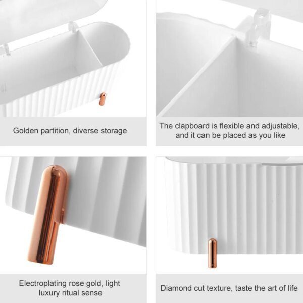 rangement maquillage de cosmétiques de bureau organisateur de maquillage anti-poussière pour cotons-tiges