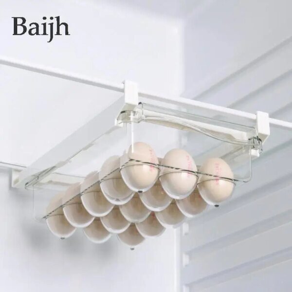 Boîte de rangement en plastique transparent pour fruits et aliments, organisateur de réfrigérateur coulissant sous étagère