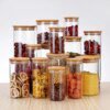 Bocal en Verre avec Couvercle en Bois, Bocaux pour Condiments