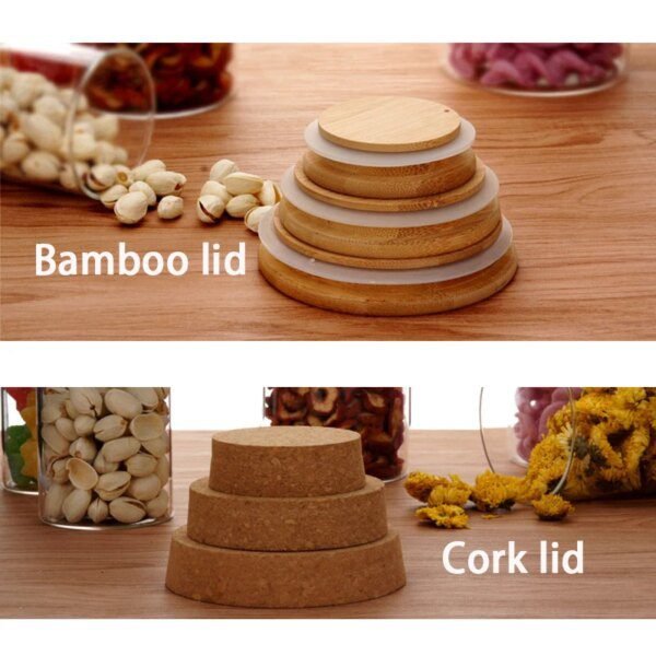 Bocal en Verre avec Couvercle en Bois, Bocaux pour Condiments