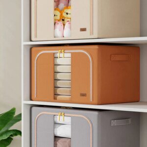 boite de rangement pliable en cuir, grande capacité, pour vêtements