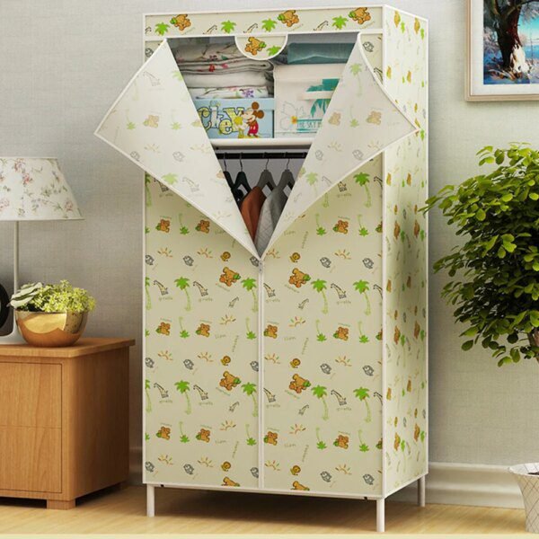 armoire en tissu Non tissé, armoire avec 3 tiges suspendues et 6 étagères de rangement
