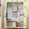 armoire en tissu Non tissé, armoire avec 3 tiges suspendues et 6 étagères de rangement