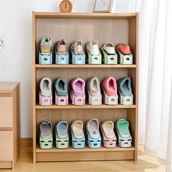 Armoire de rangement chaussures blanches, 1 pièce, Double étagère permettant de gagner de l'espace