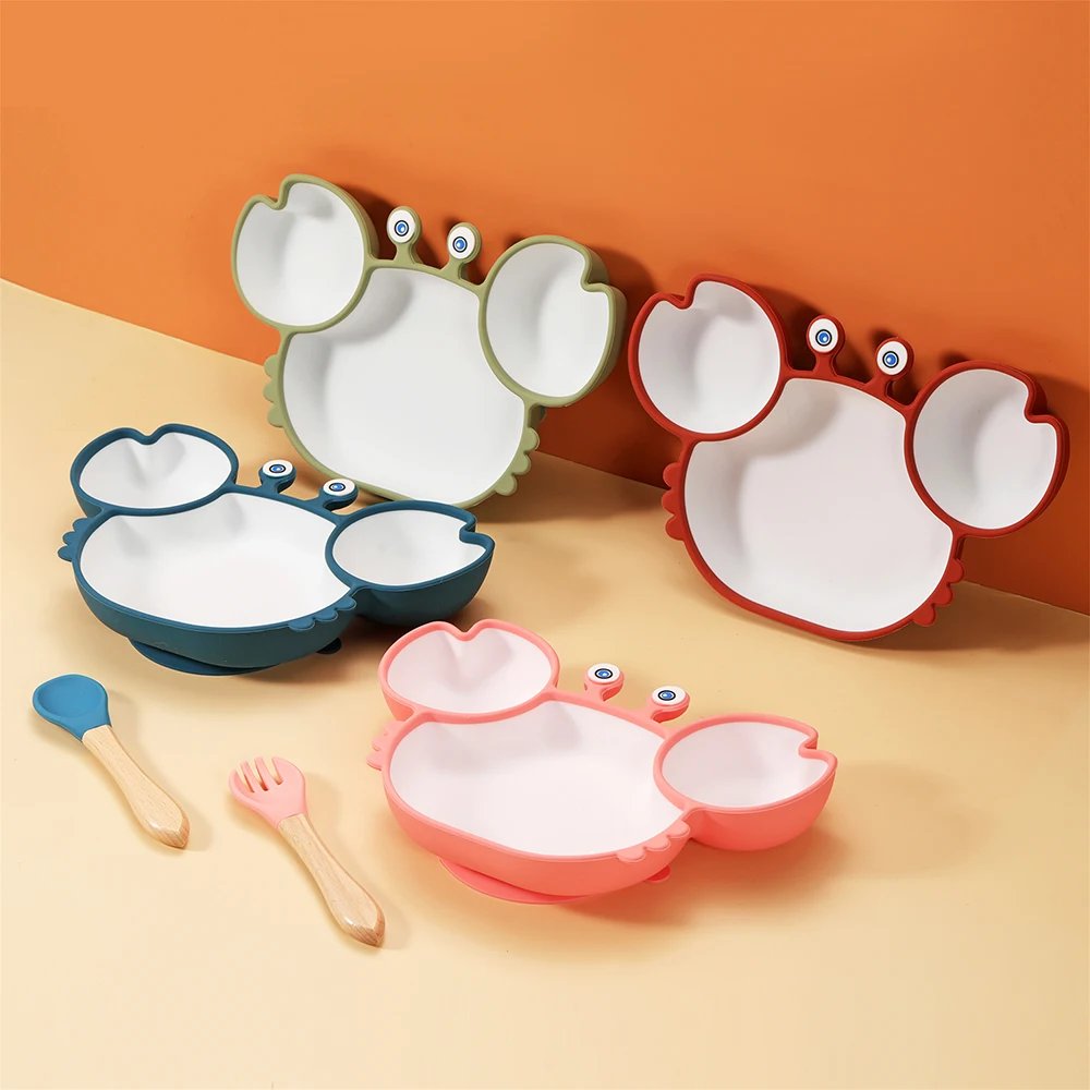 Assiette crabe accessoire bébé — assiette crabe bebe, bol d'alimentation en Silicone | home20.fr