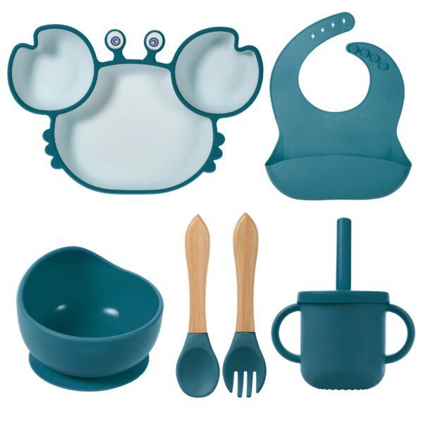 assiette crabe bebe, bol d'alimentation en Silicone