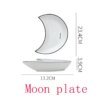 Plateau en forme de lune, assiette céramique blanche