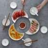 Plateau en forme de lune, assiette céramique blanche